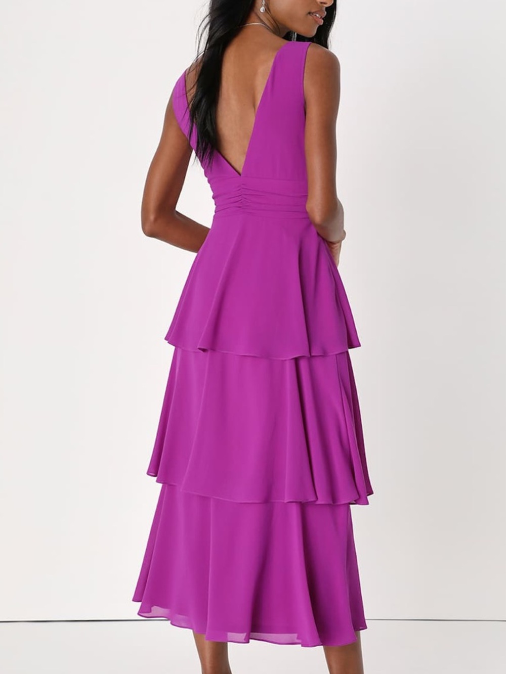 NWT LULU'S Celebration tired party event dress purple M - Picture 4 of 9